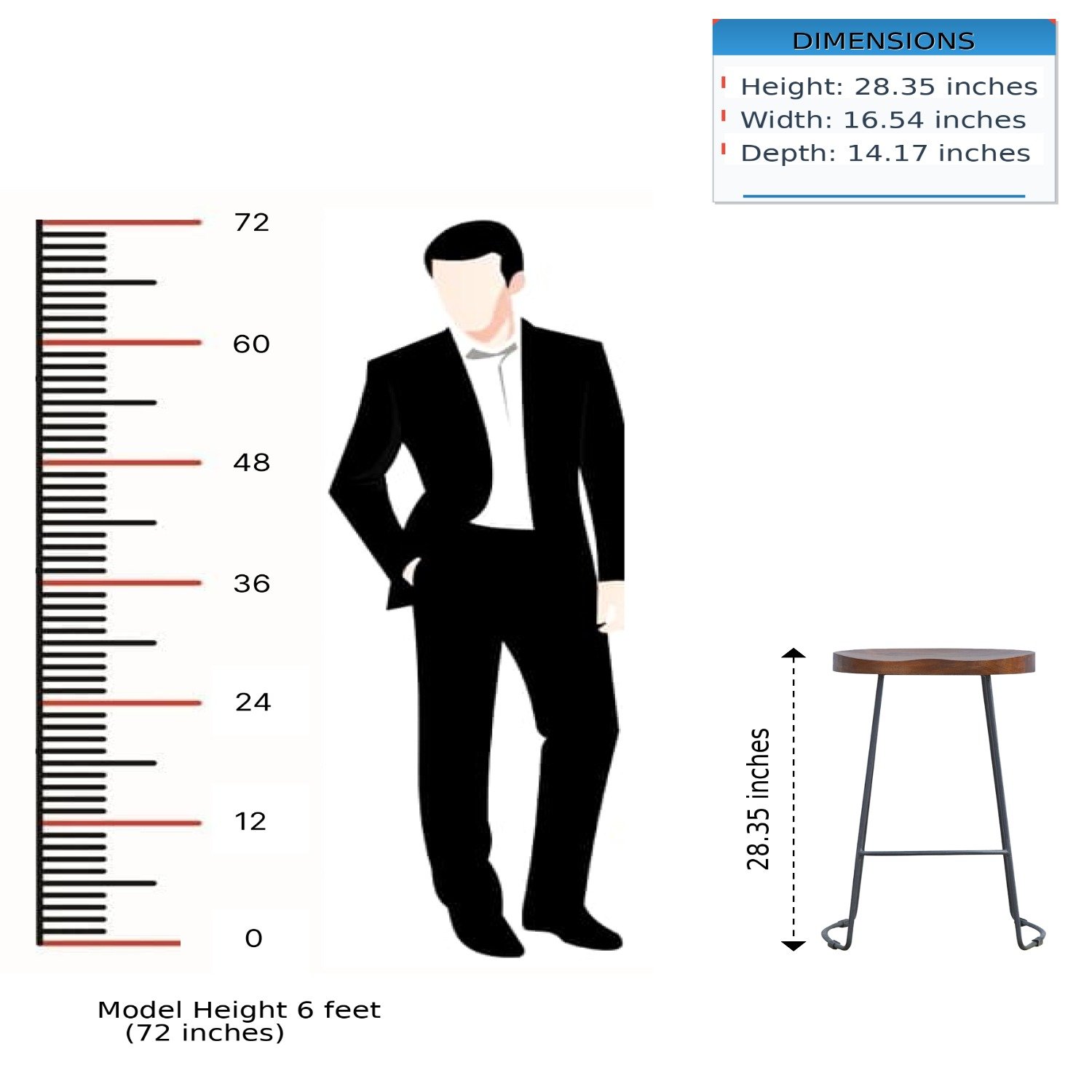 Industrial Chunky Bar Stool - Chestnut - Image 10
