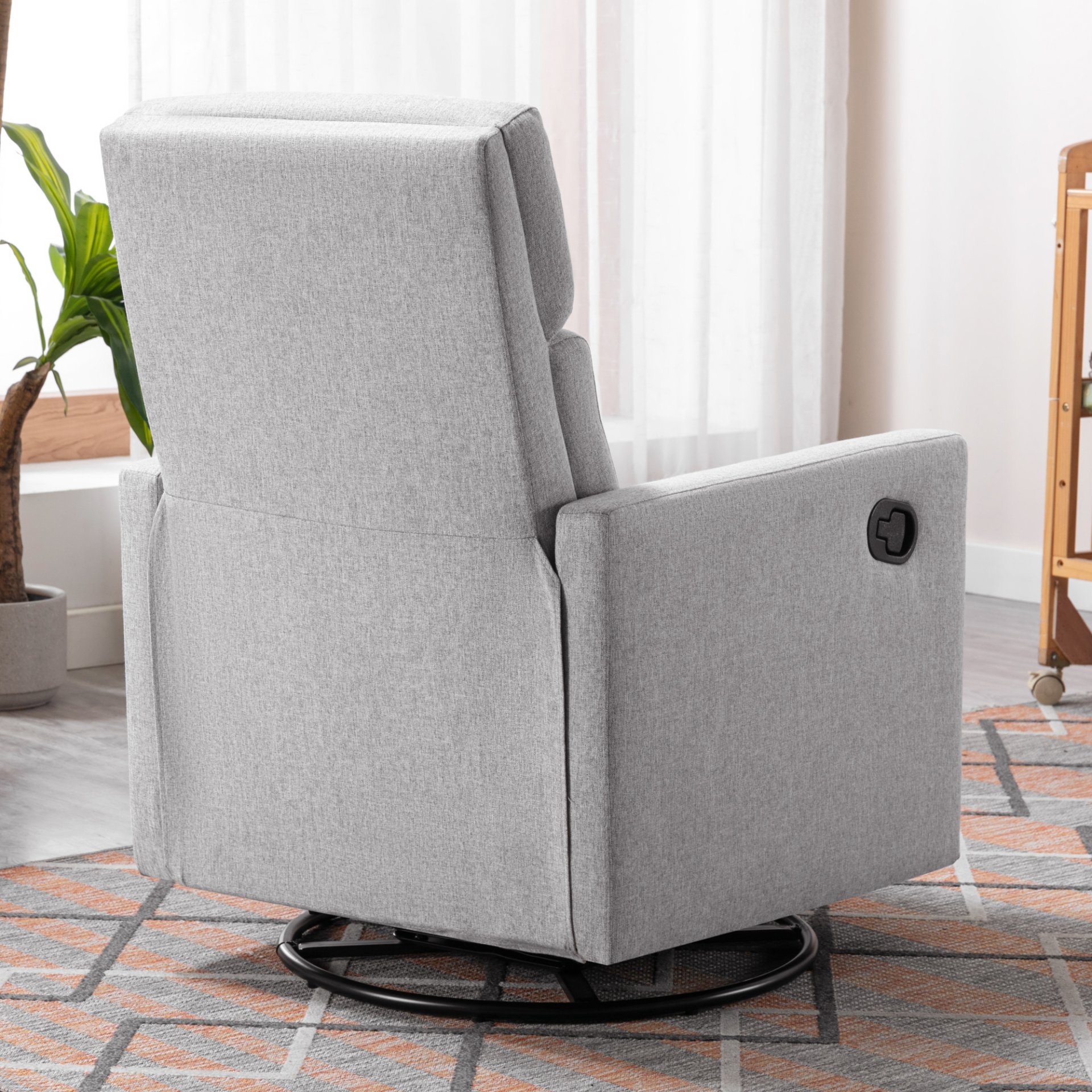 Modern Upholstered Rocker Nursery Chair Plush Seating Glider Swivel Recliner Chair - Gray - Image 22