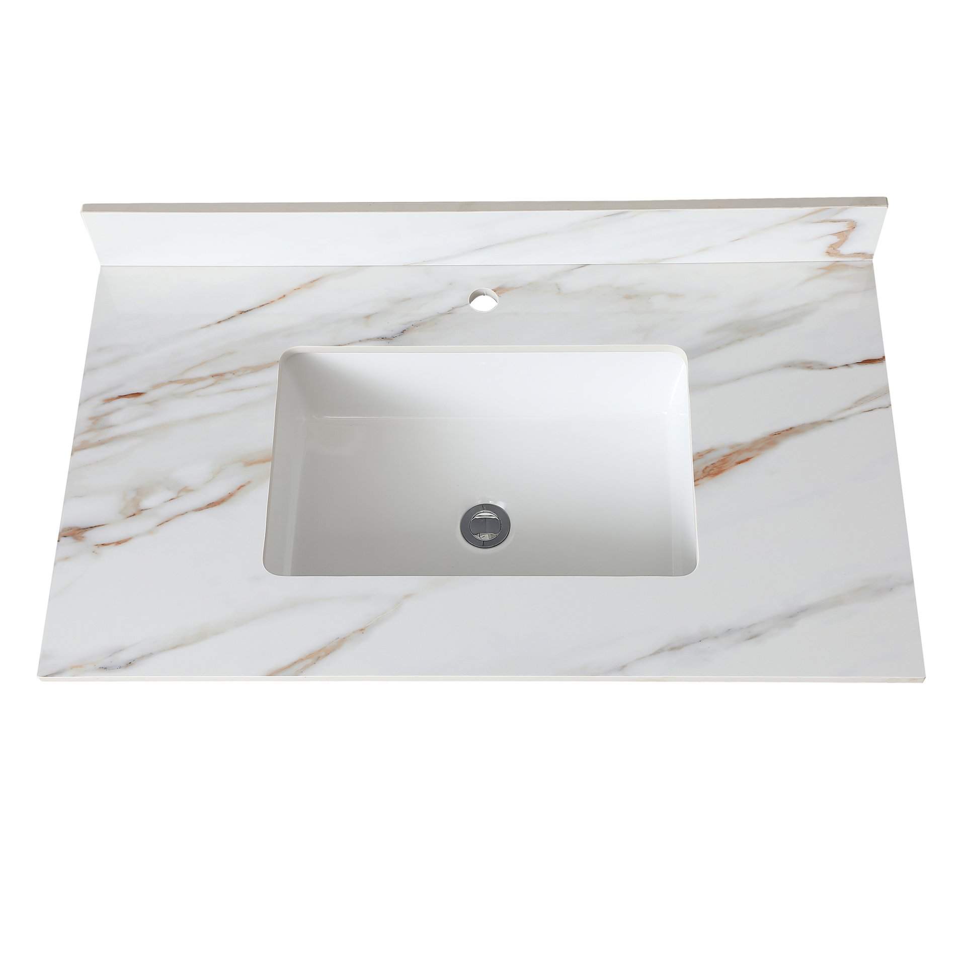 Elegant Vanity Top With Undermount Sink And Backsplash - White Carrara Marble - Image 4