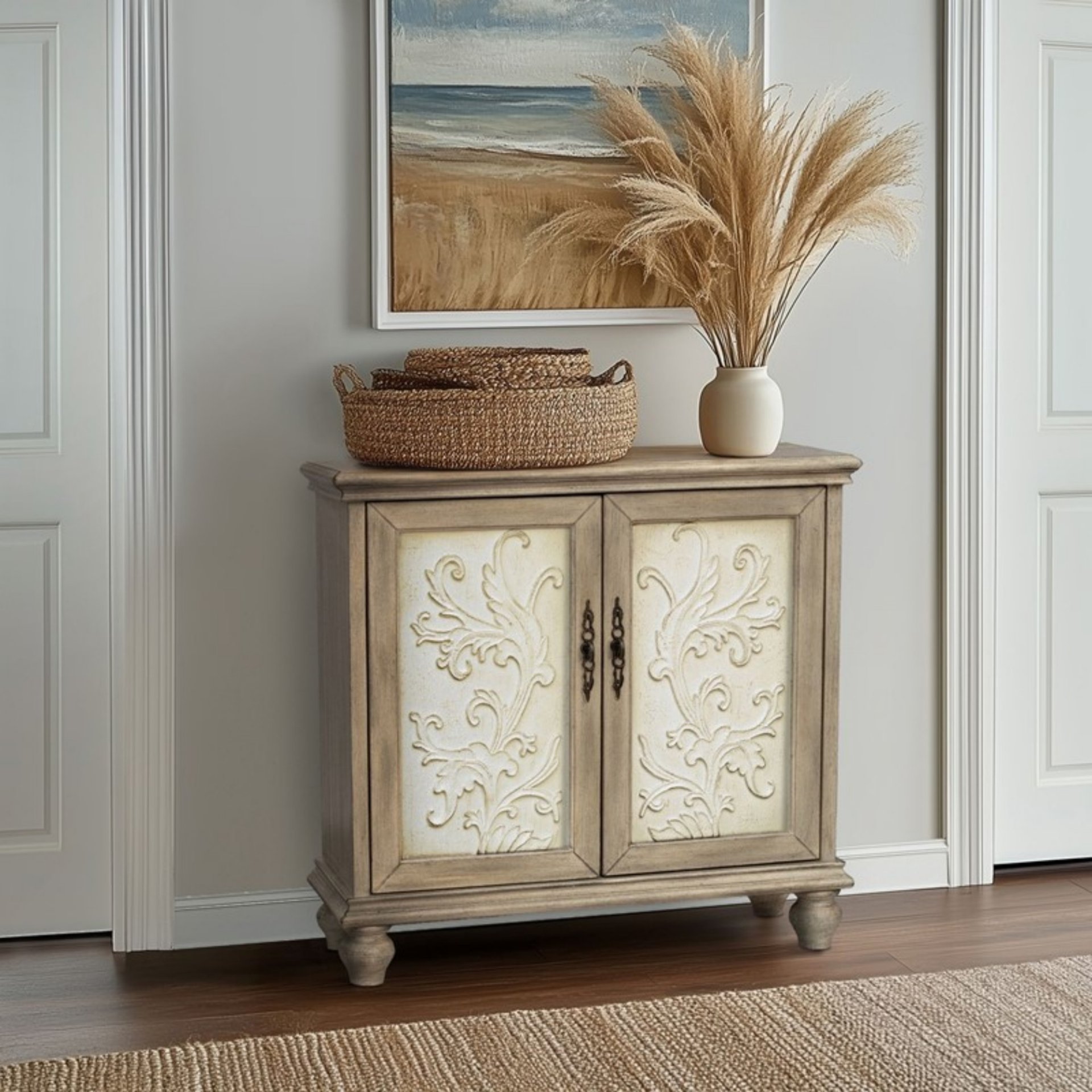 Driscoll - 2 Door Cabinet With Floral Design - Reclaimed Natural - Image 15