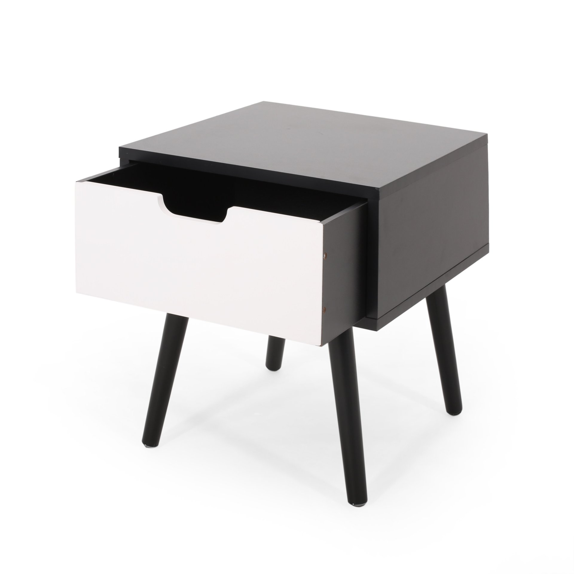 2 Toned Particle Board End Table - Black White - Image 6