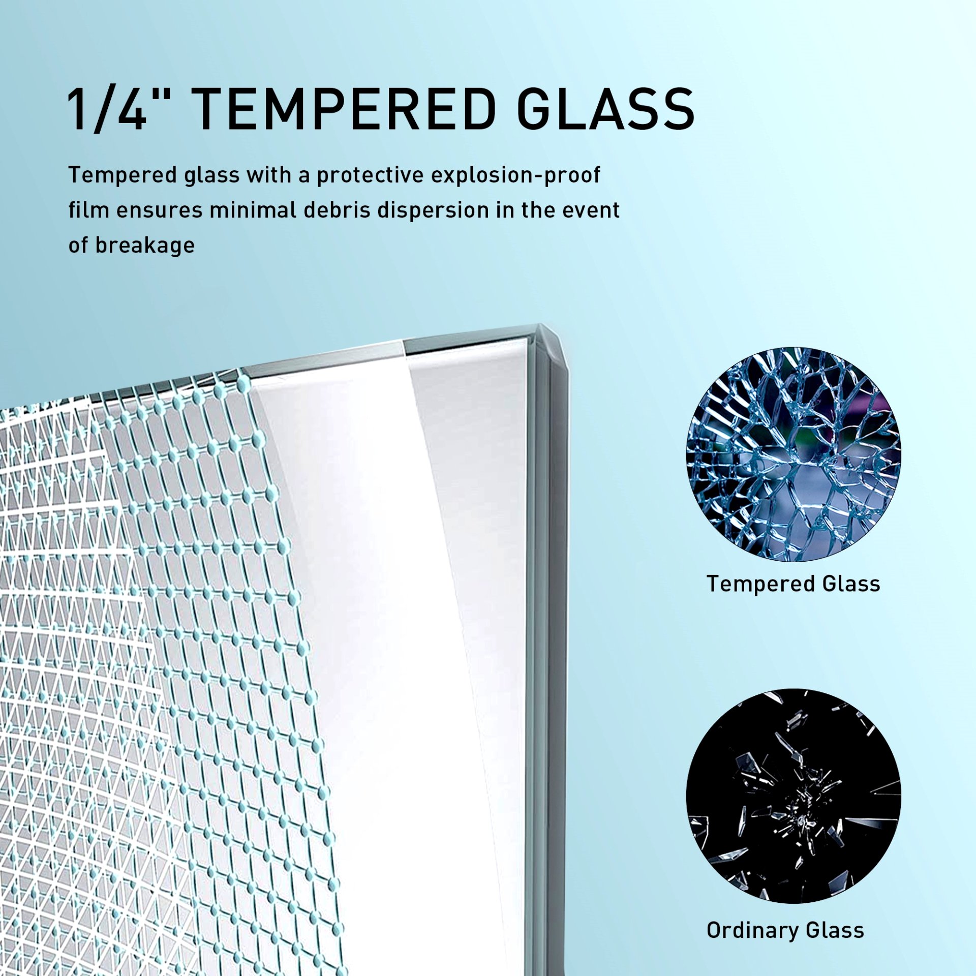 Frameless Soft Closing Shower Door, 1 / 4" (6Mm) Tempered Glass Single Sliding With Explosion Proof Coating - Chrome - Image 6