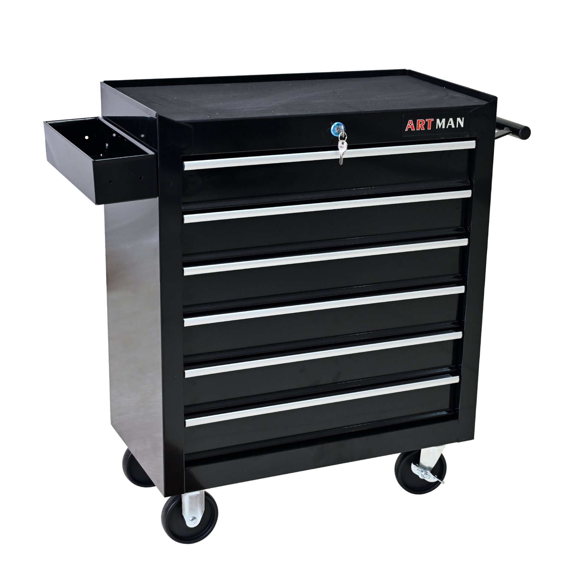 Rolling Tool Chest, 6 Drawer Tool Box With Wheels, Heavy Duty Industrial Service Cart Storage Organizer With Locking System, Rolling Tool Box Organizer Tool Case For Garage, Repair Shop - Black - Image 6