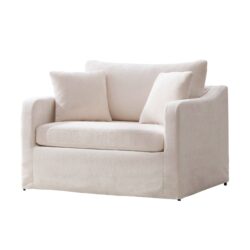 Upholstered Accent Chair, Wide Single Sofa With 2 Bolster Pillows For Living Room - Beige