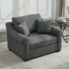 Modern Chenille Oversized Armchair, Chair And A Half, Single Sofa For Bedroom, Living Room, Wide - Gray - Image 7
