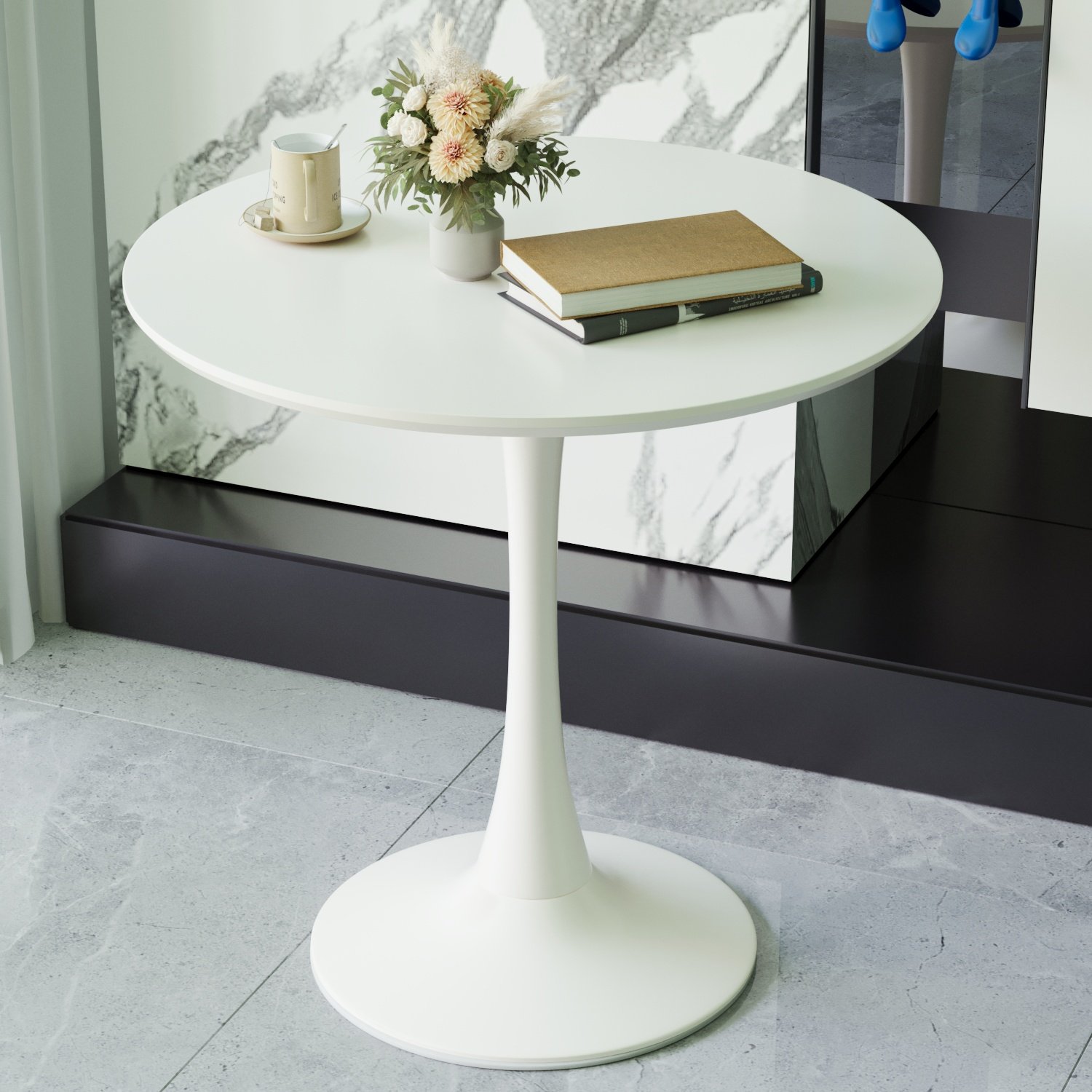 Round Dining Table For 2 - 4 People - White - Image 4