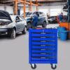 Rolling Metal Tool Chest With 7 Drawers, 20" Steel Storage Cabinet With Ball Bearing Slides - Black / Blue - Image 2