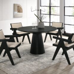Jasper - 5 Piece Round Dining Set - Ebony Black