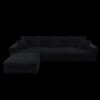 4 Seat Sofa, Deep Seat Couches With Soft Pillows And Movable Ottoman, Convertible Sofa Lounge Chair, For Living Room - Black - Image 12