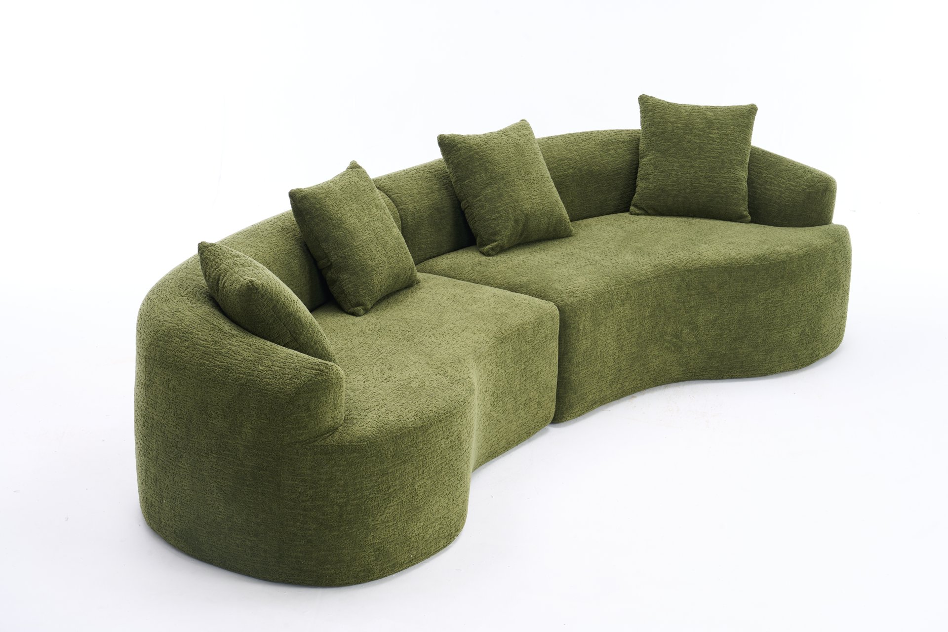 4 Seater Sofa With Chenille Fabric, 30D, 60 Hardness Full Sponge, 4 Pillow For Living Room, Home Furniture Sleeper Sectional Sofa For Apartment - Green - Image 26