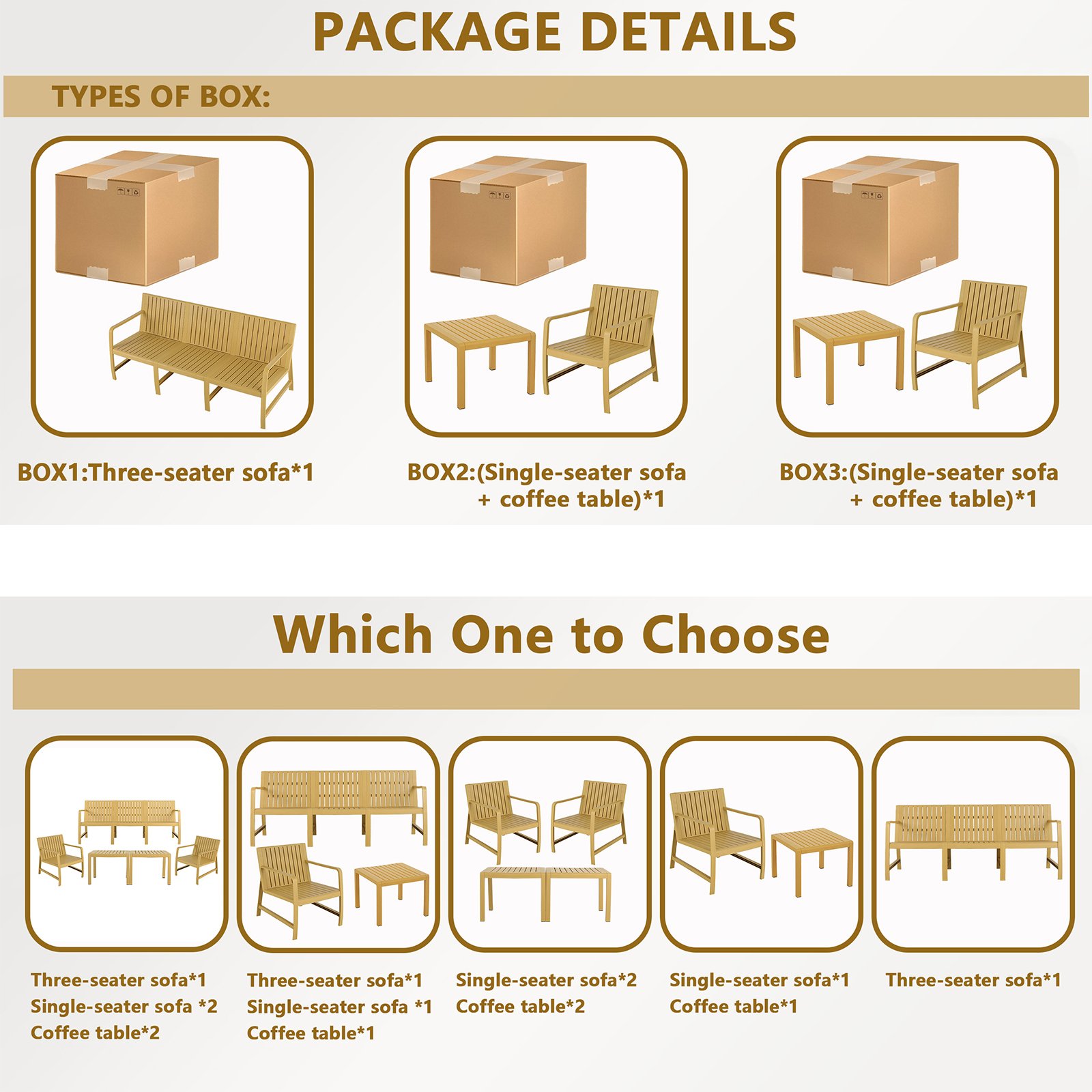 5 Piece Indoor / Outdoor Furniture Set 3 Seater Sofa, 2 Chairs And 2 Coffee Tables, Waterproof And Durable - Brick Yellow - Image 17