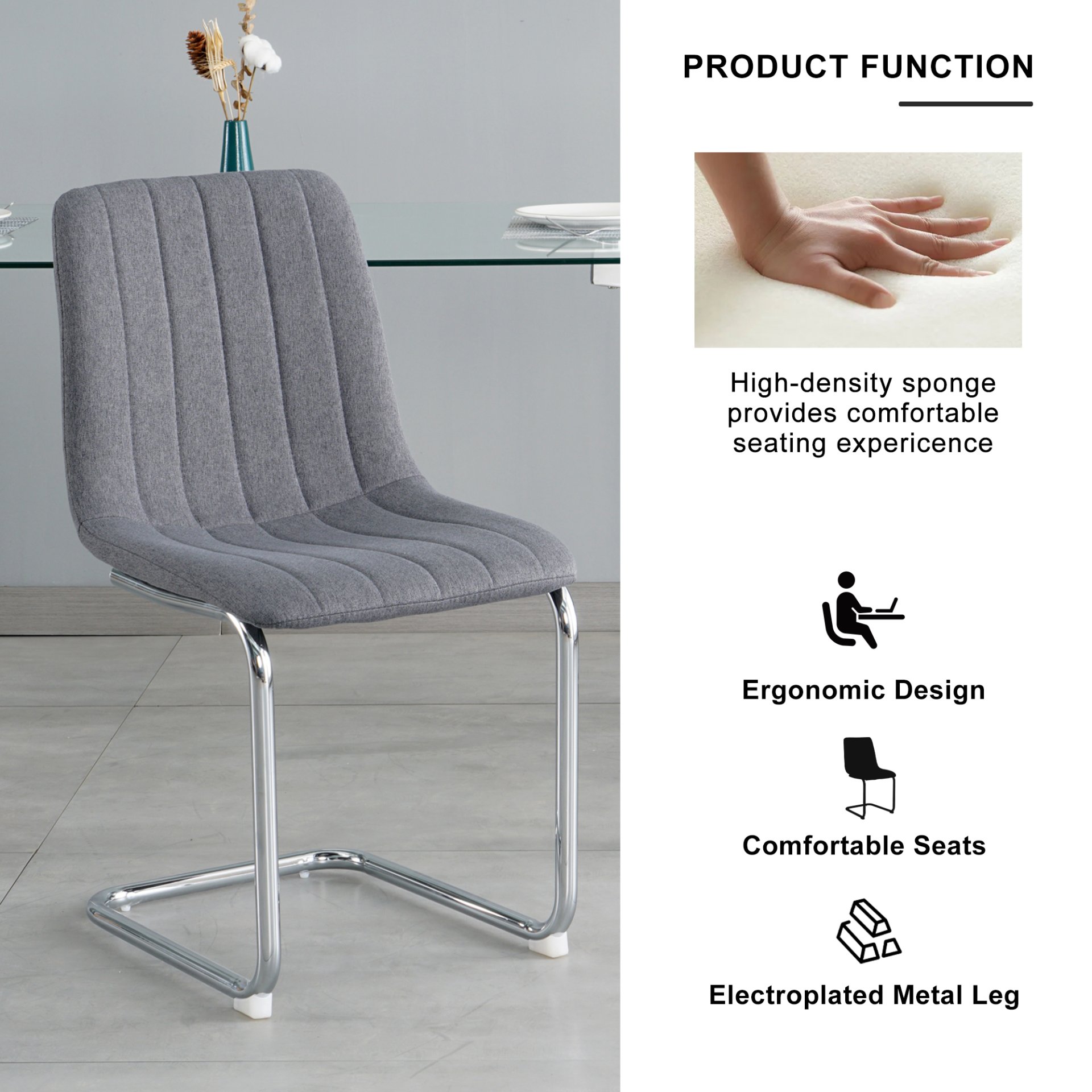 Modern Simple Light Luxury Dining Chair (Set of 4) - Dark Gray - Image 7