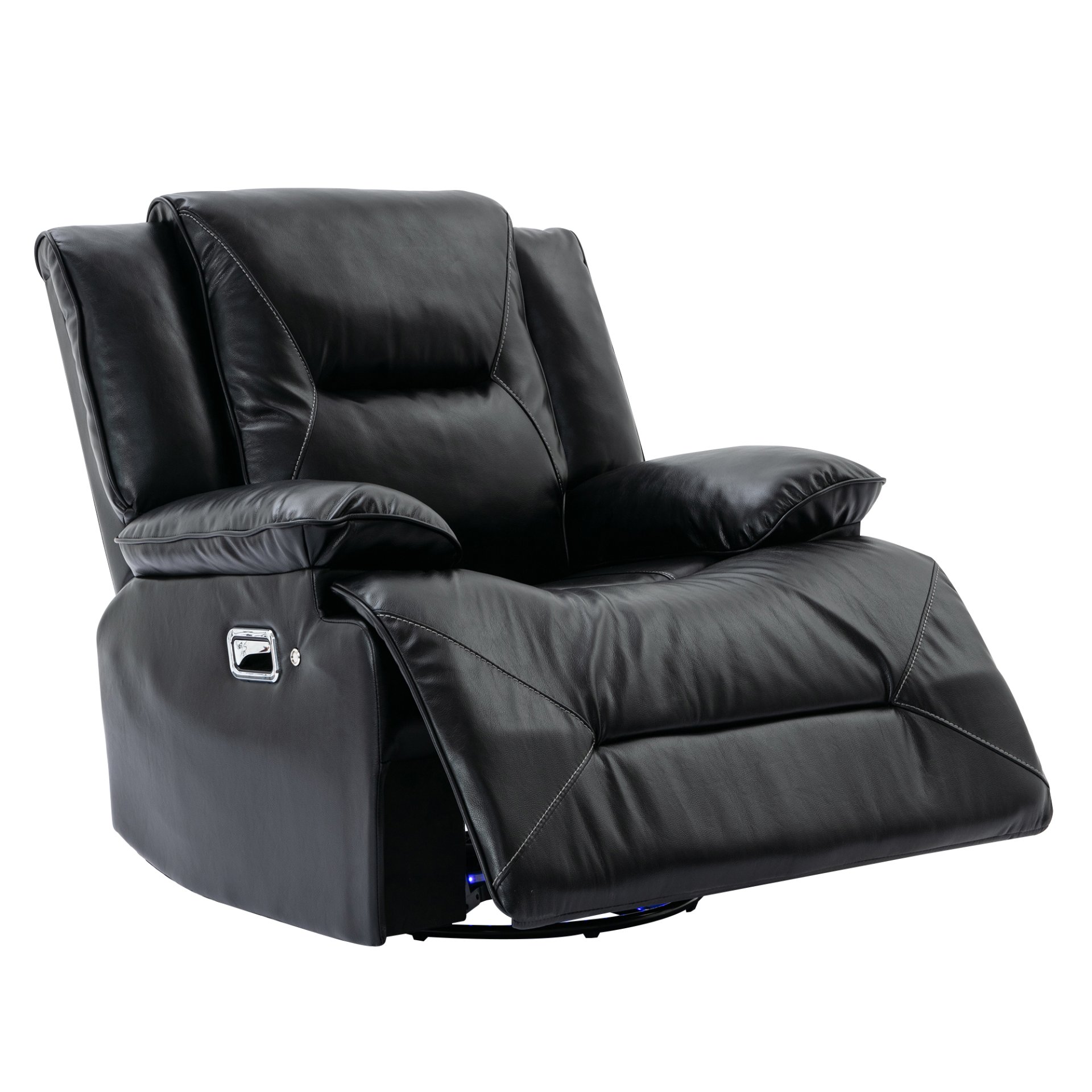 360° Swivel And Rocking Home Theater Recliner Manual Recliner Chair With A Led Light Strip For Living Room - Black - Image 11
