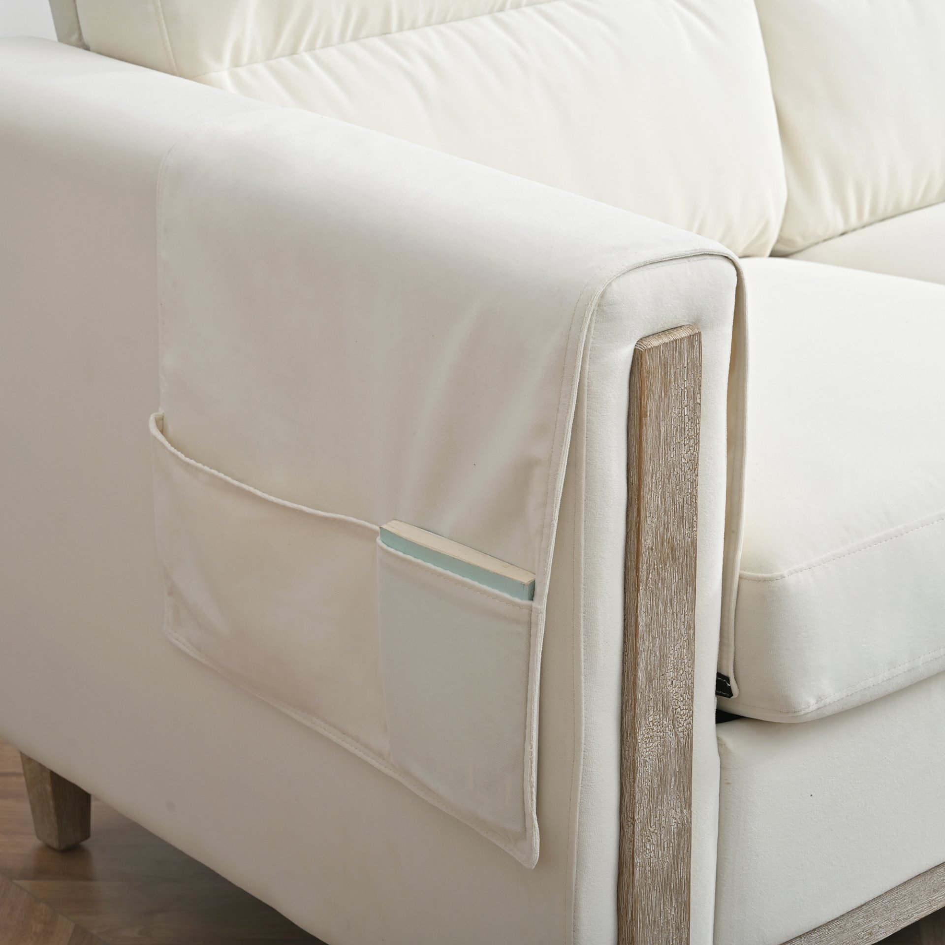 Comfortable Solid Wood Three-Seater Sofa, Soft Cushions, Durable And Long-Lasting, Sofa Couch For Living Room - Beige - Image 7