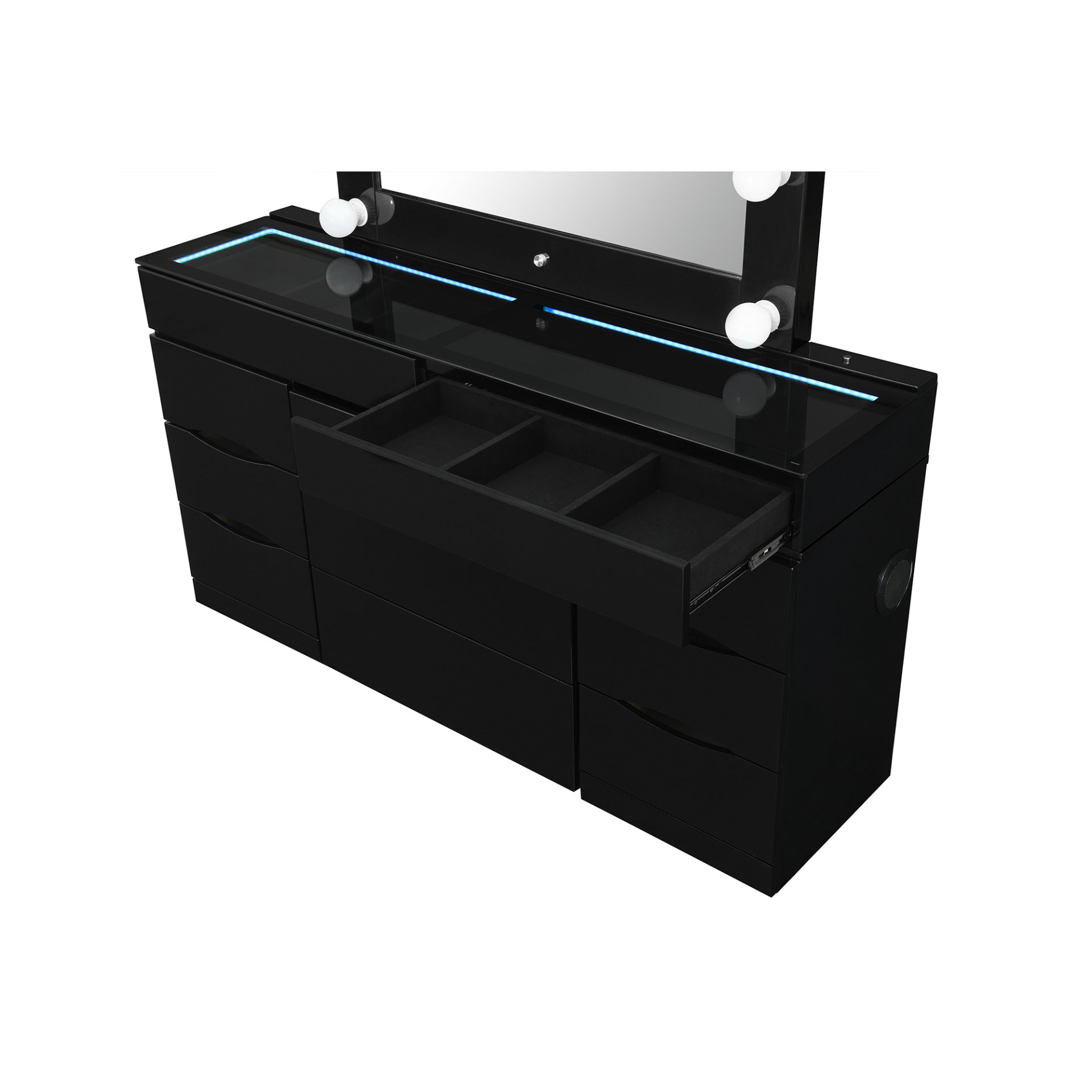 Elisa - Vanity Set With Stool And LED Bulbs - Black - Image 7