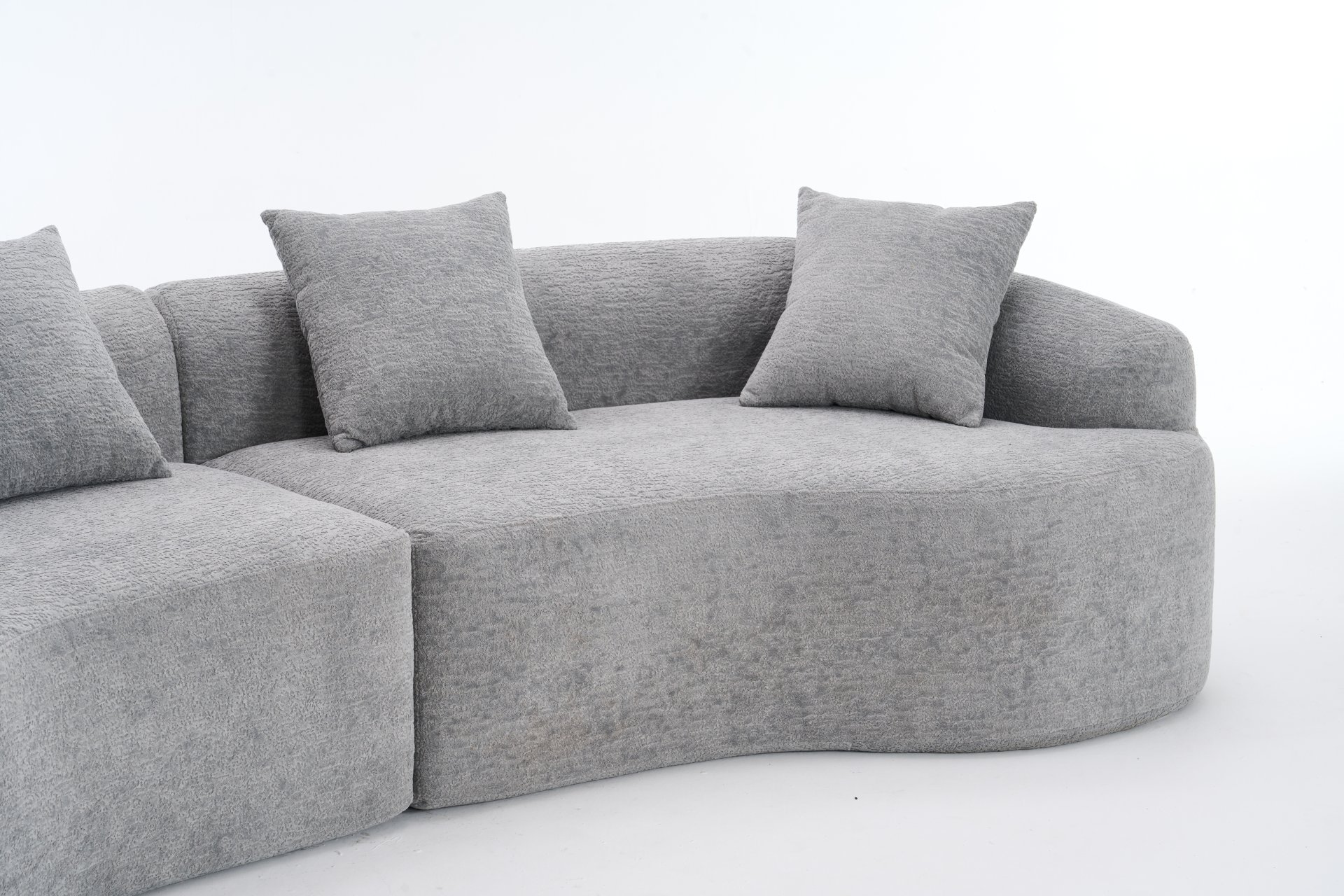 4 Seater Sofa With Chenille Fabric, 30D, 60 Hardness Full Sponge, 4 Pillow For Living Room, Home Furniture Sleeper Sectional Sofa For Apartment - Gray - Image 37
