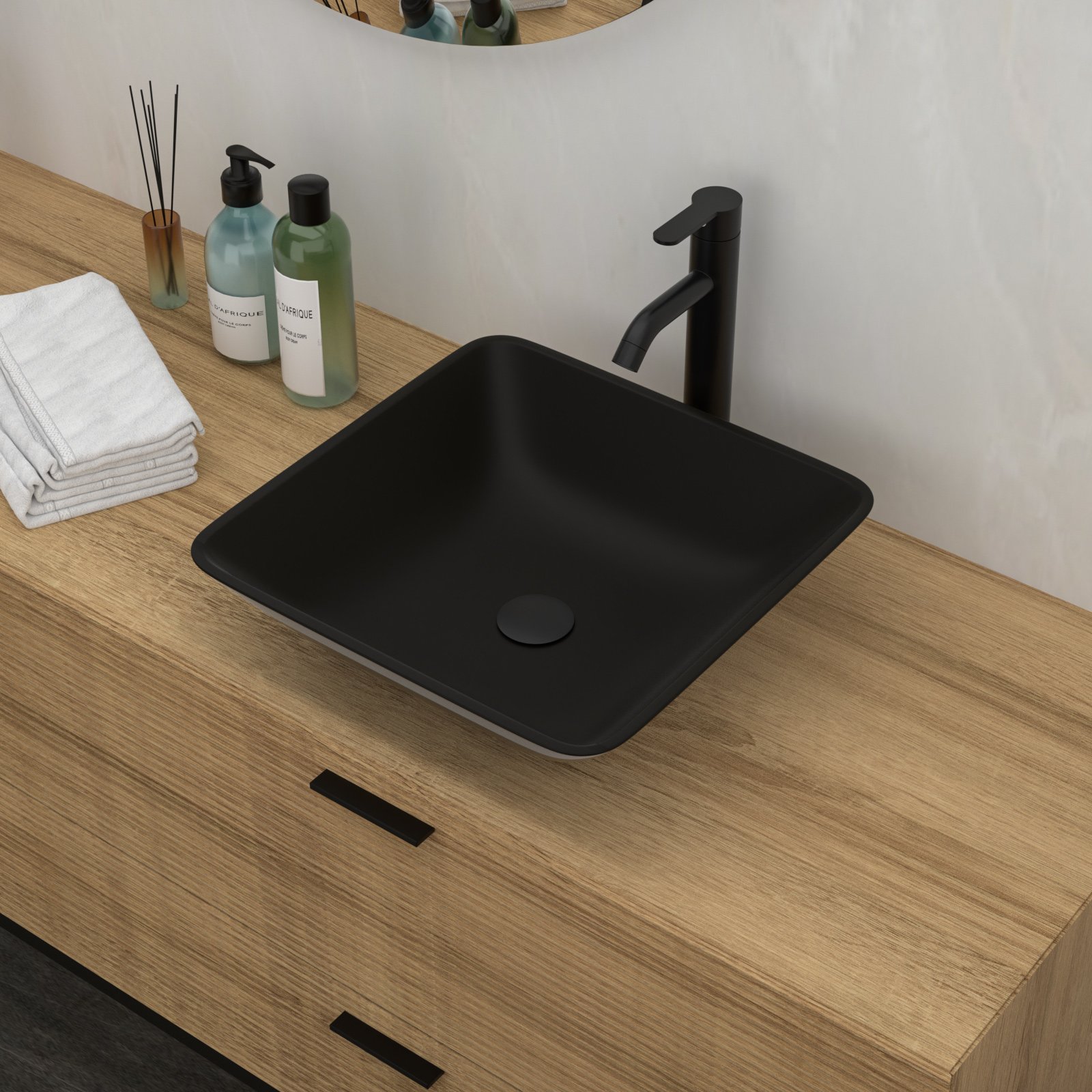 Artistic Vessel Sink With Faucet And Pop Up Drain - Matte Black - Image 4