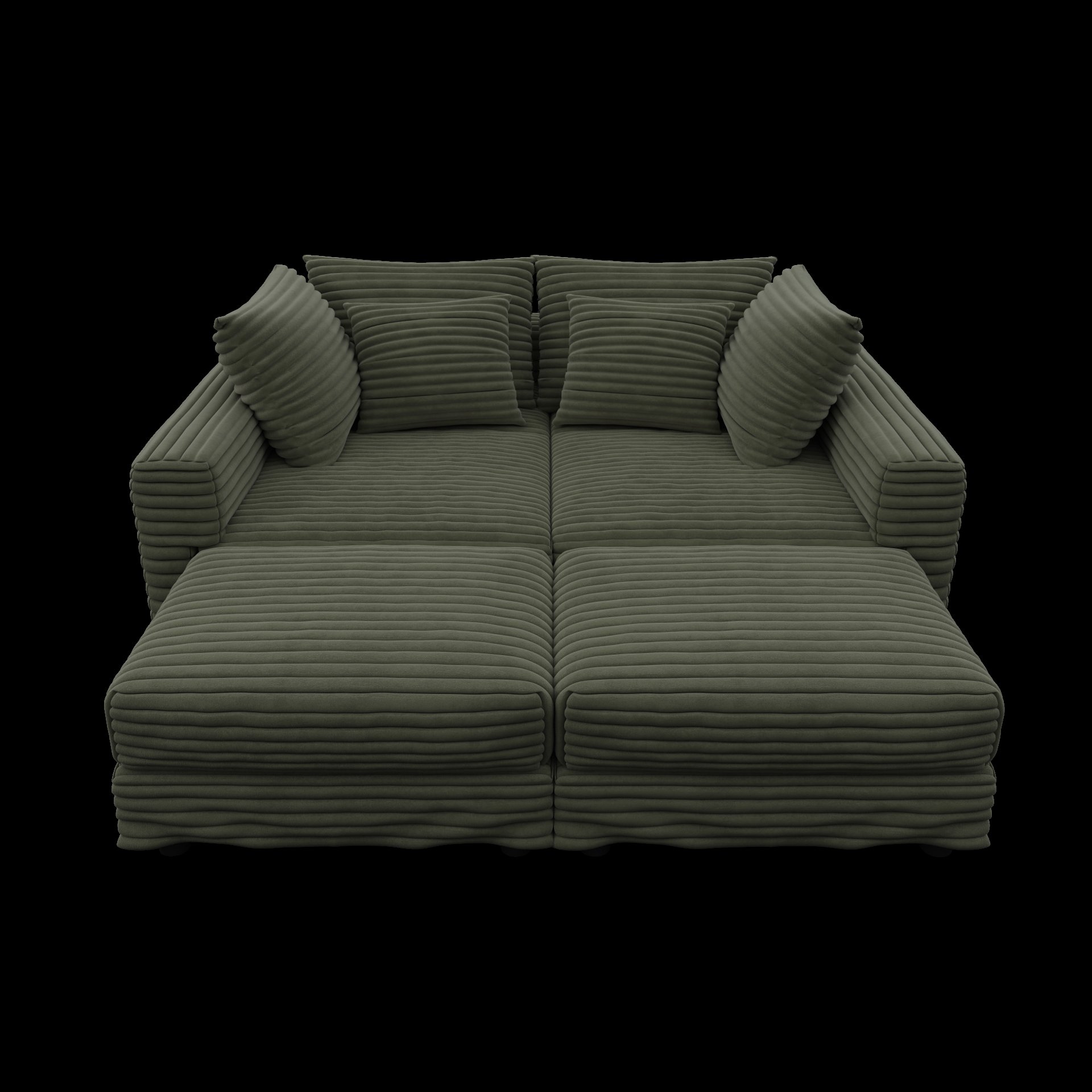 4 Seat Sofa, Deep Seat Couches With Soft Pillows And 2 Ottomans, Convertible Sofa Lounge Chair, For Living Room - Green - Image 21