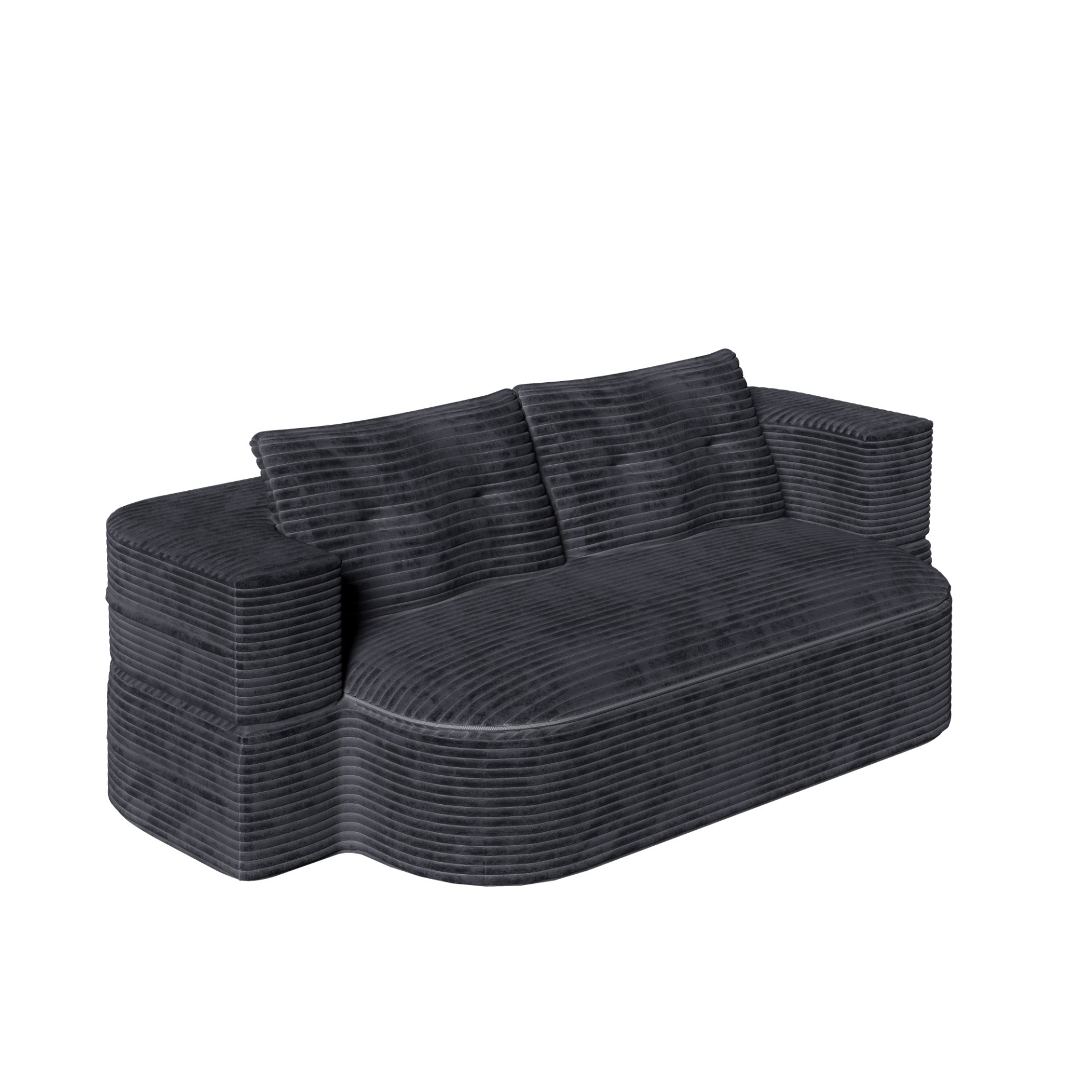 2 In 1 Foldable Sofa Plush Corduroy Sofa Convertible Floor Sofa Bed Deep Seating With Multi Functional Blanket Suitable For Living Rooms - Dark Gray - Image 12