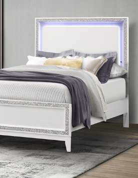 Almera - Queen Bed Glitter - White - Image 6
