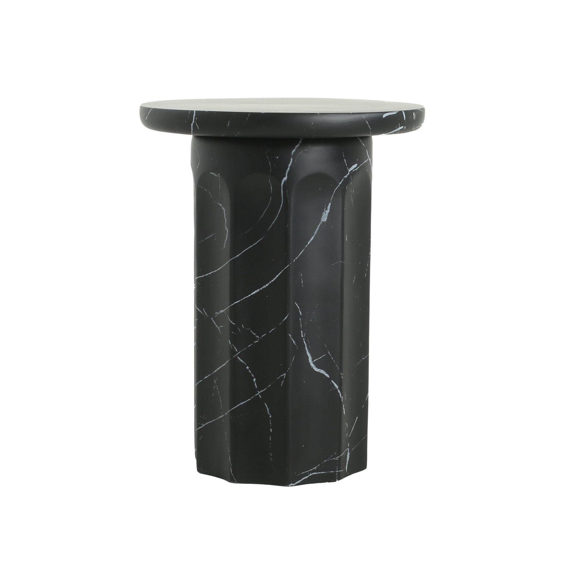 Outdoor Lightweight Concrete BMarble Effect Side Table, Living Room End Table - Black / Marble - Image 5