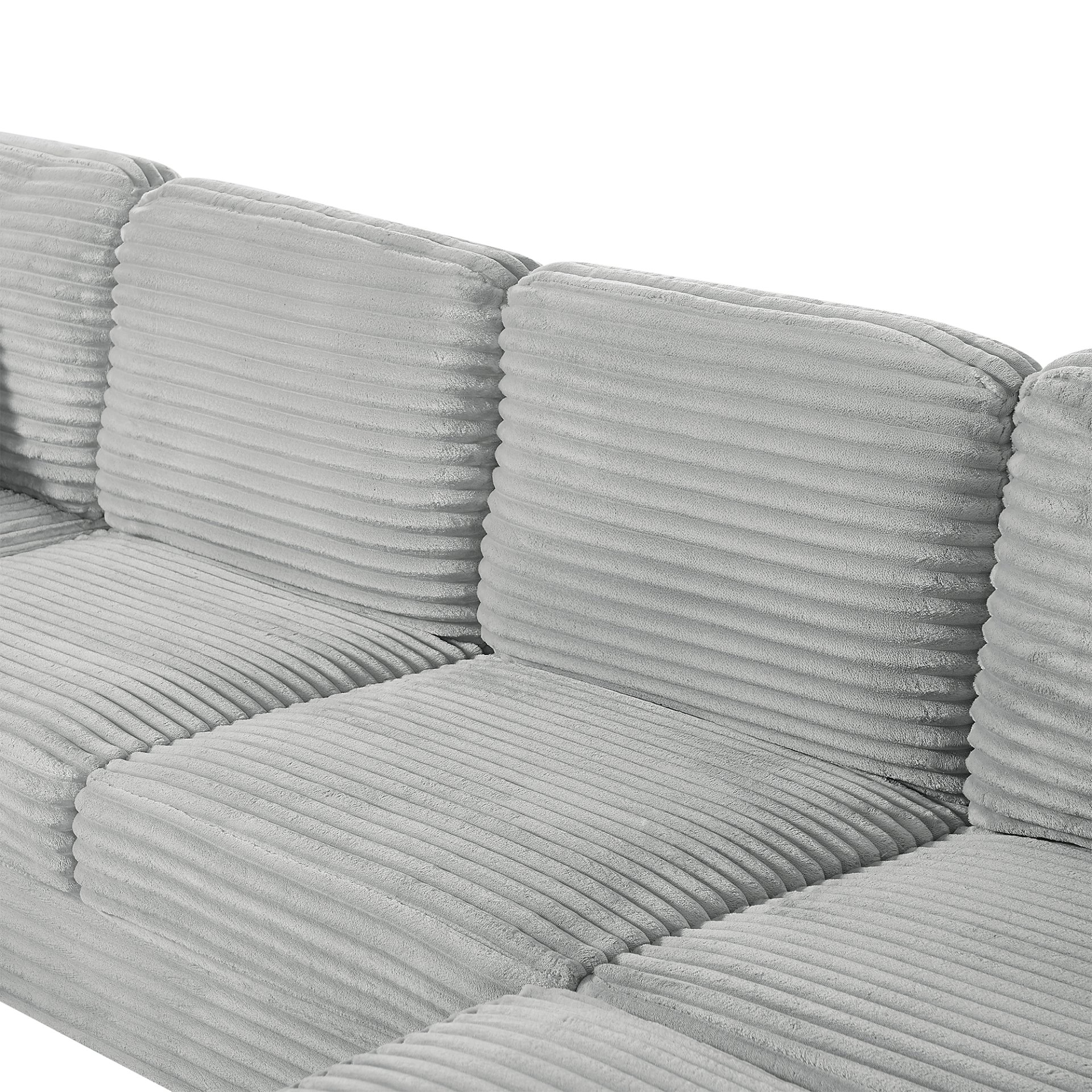Modern U Shaped Sectional Sofa With Movable Ottoman And Side Storage Pockets Corduroy - Gray - Image 17