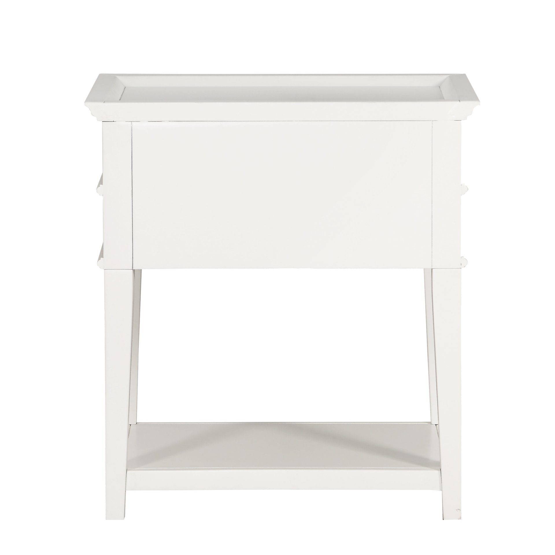 Carmona - 2 Drawer Tray Top Nightstand Ring Pulls - White - Image 10