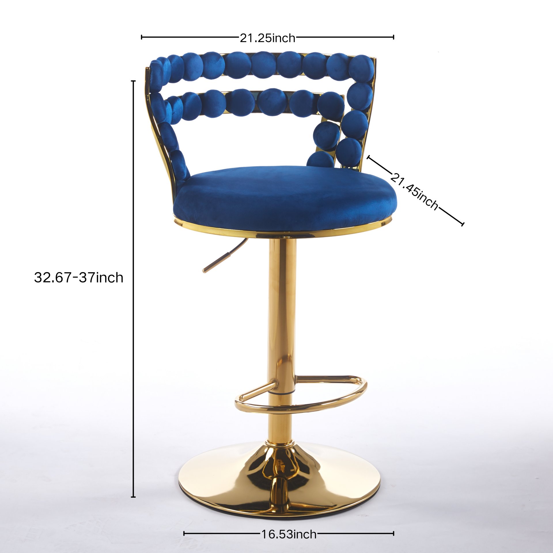 Bar Chair With Tube Legs (Set of 2) - Blue / Golden - Image 3