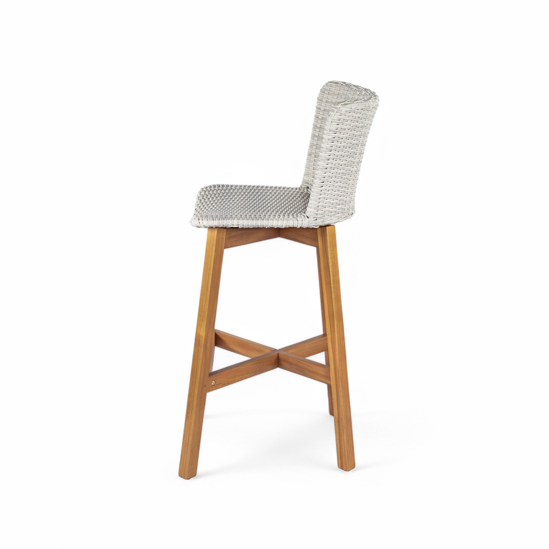 Lymington - Outdoor Bar Stool (Set of 2) - Light Gray / Teak - Image 8