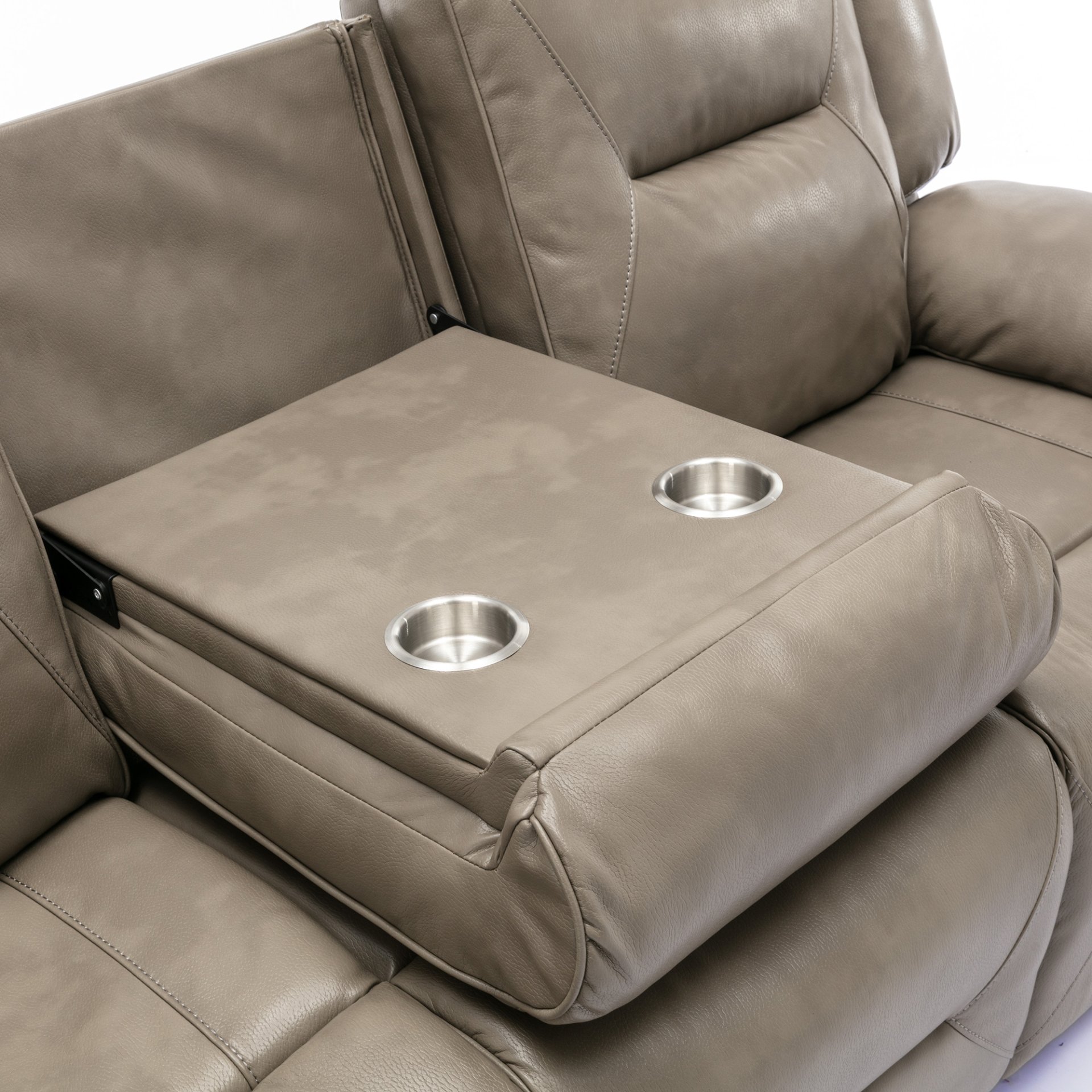 3 Seater Home Theater Recliner Manual Recliner Chair With A Led Light Strip Two Built-In Cup Holders For Living Room - Gray - Image 20