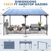Outdoor Pergola Gazebo, Wall Mounted Lean To Metal Awning Gazebo With Roof, Large Heavy Duty For Patio, Decks, Backyard - Gray - Image 10