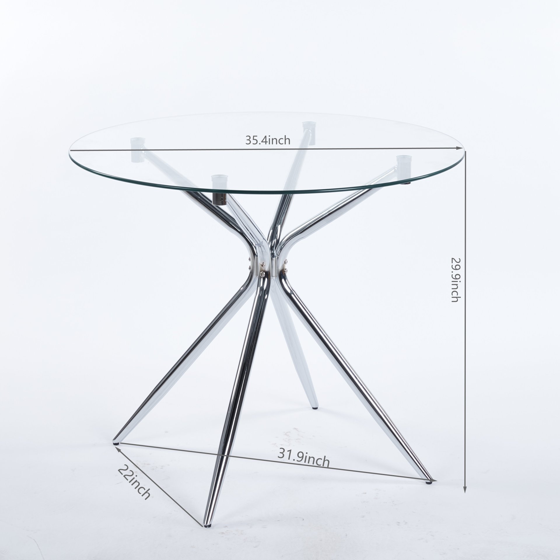 Compact Dining Table With Glass Top - Chrome - Image 3