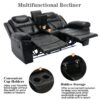 3 Pieces Recliner Sofa Sets Home Theater Seating Manual Recliner Chair With Center Console And Led Light Strip For Living Room - Black - Image 8