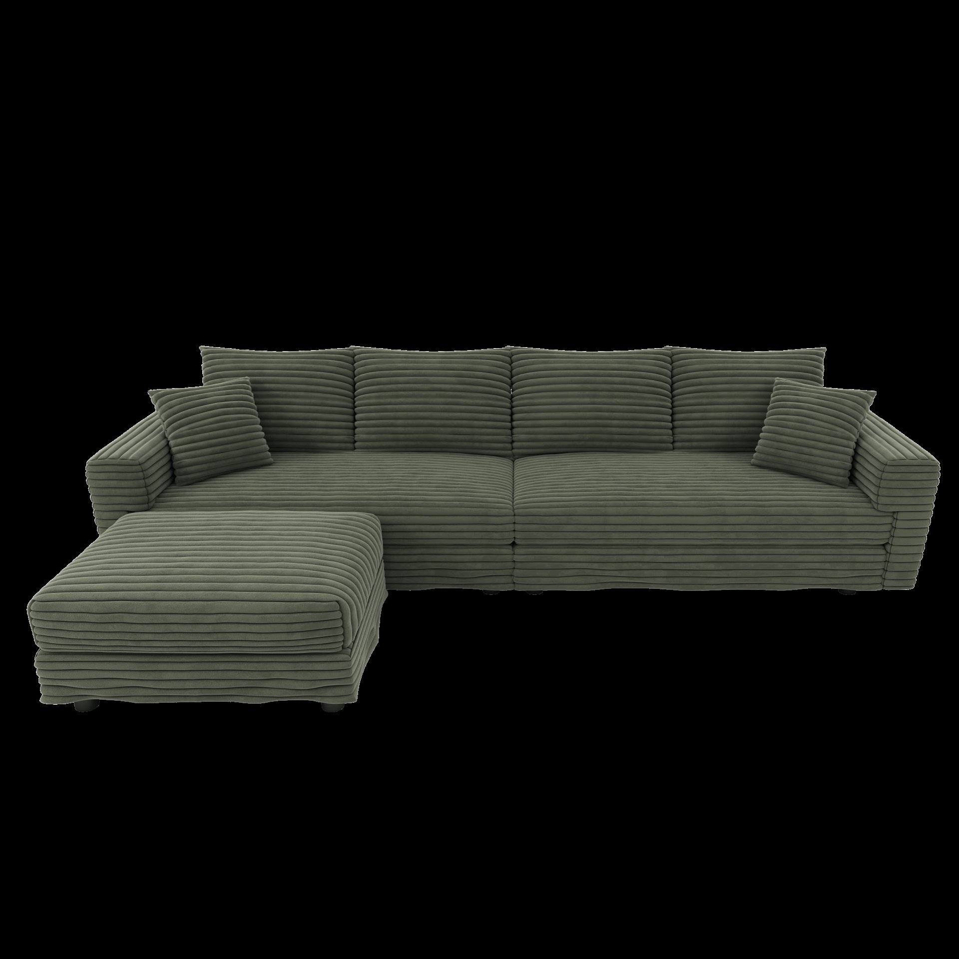 4 Seat Sofa, Deep Seat Couches With Soft Pillows And Movable Ottoman, Convertible Sofa Lounge Chair, For Living Room - Green - Image 11