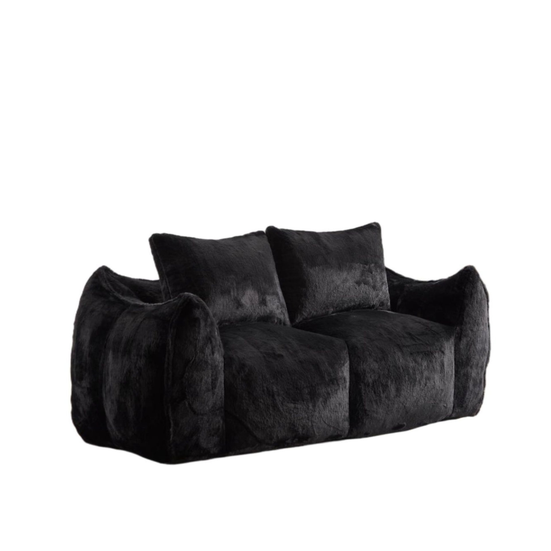Giant Bean Bag Couch, Ultra Soft Fluffy Loveseat For Living Room Reading Chair With Pillows - Black - Image 13