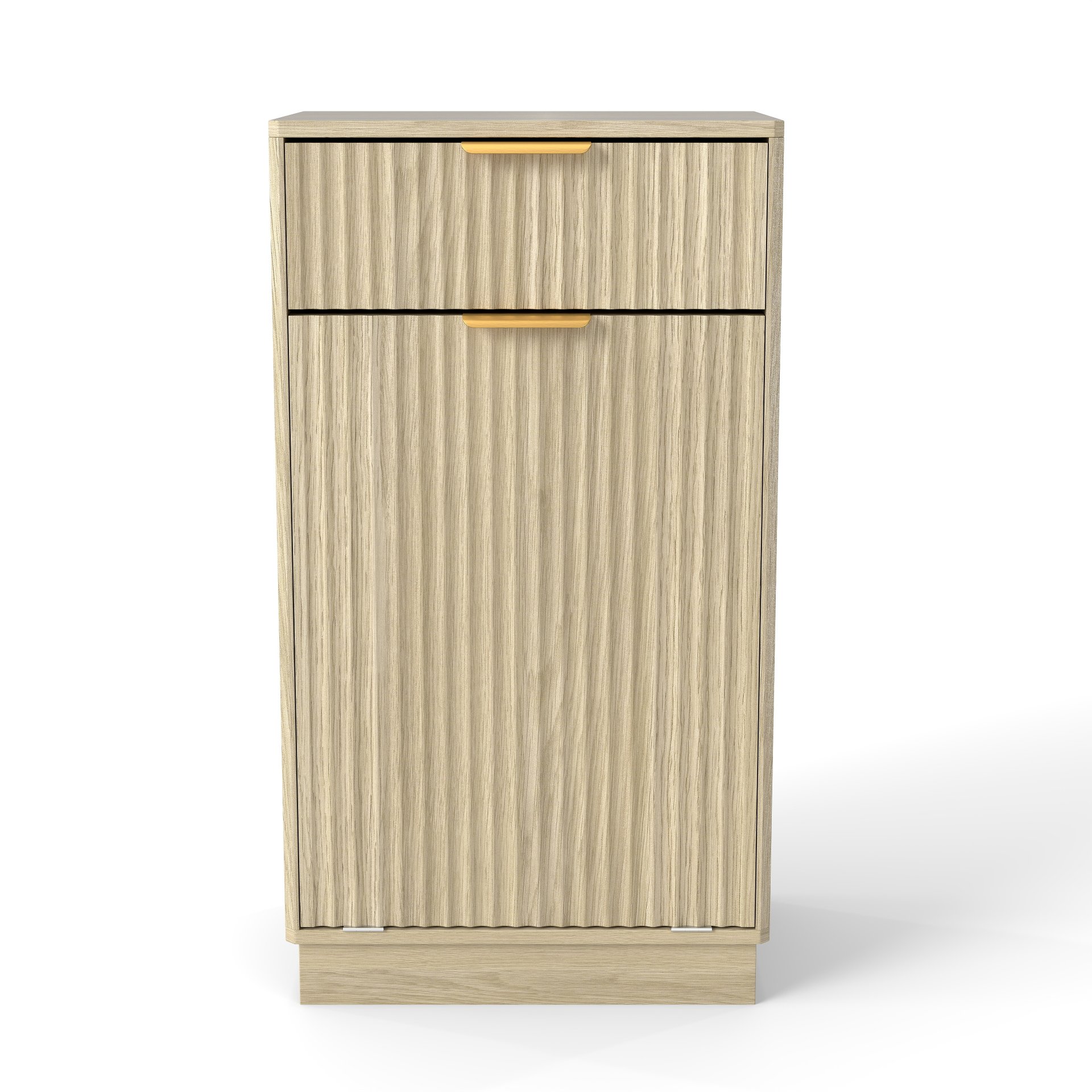 10 Gallon Tilt Out Trash Can Cabinet With Wave Textured Drawer - Oak - Image 15