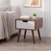 2 Toned Particle Board End Table - White / Walnut - Image 4