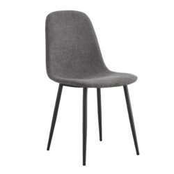 Modern Mid Century Style Dining Chairs (Set of 4) With Soft Linen Fabric And Metal Legs - Dark Gray