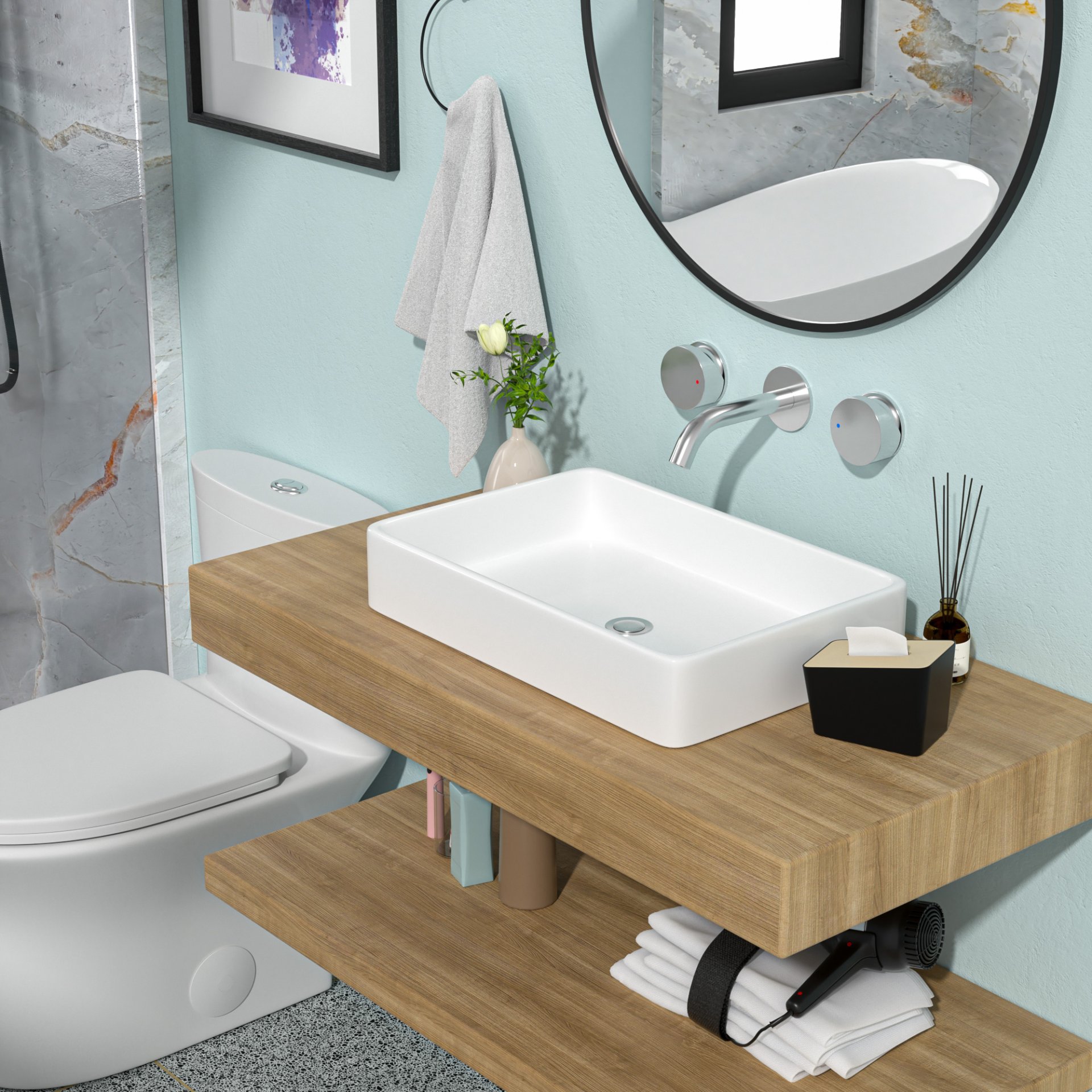 24 X 16" Ceramic Rectangular Vessel Bathroom Sink - White - Image 4