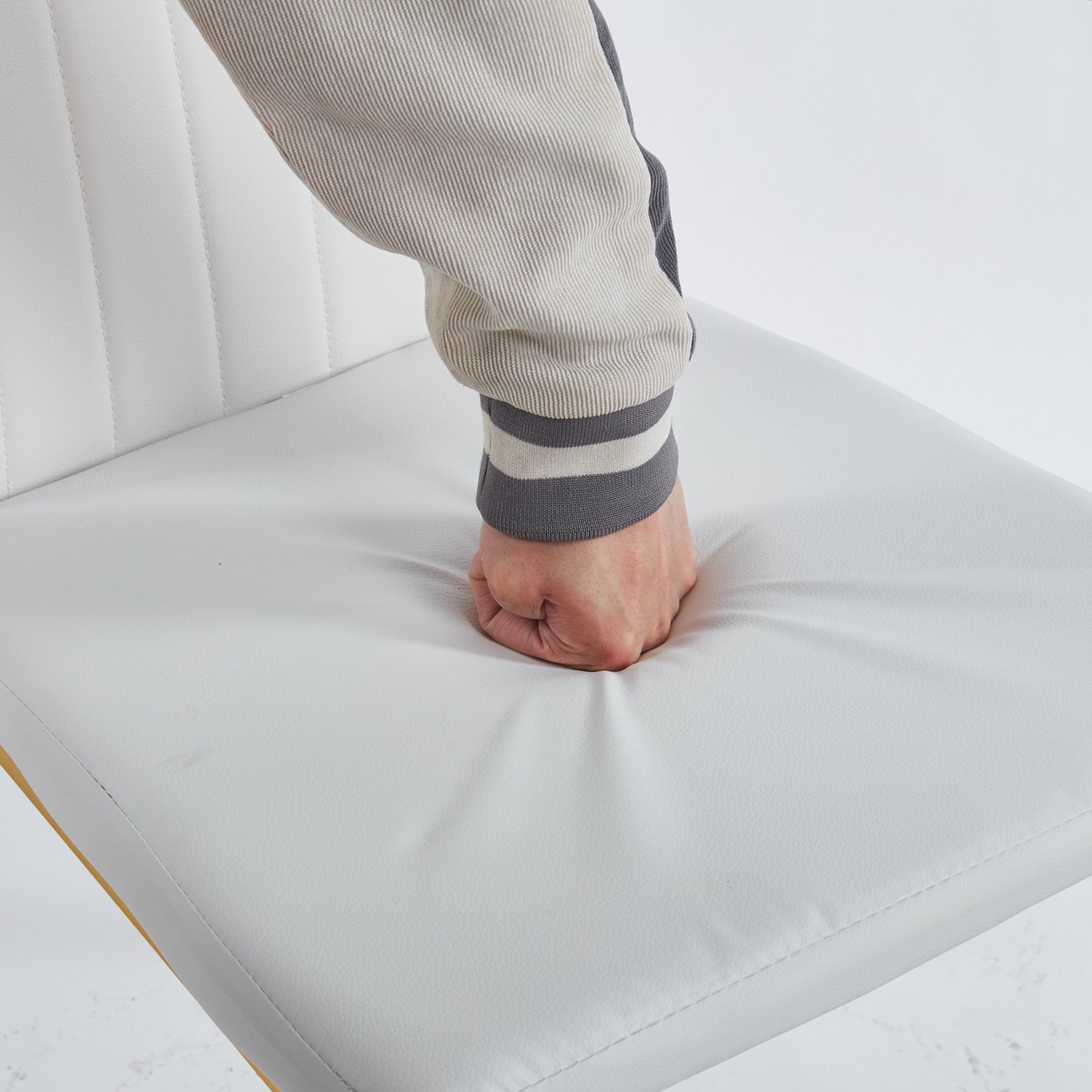 Dining Chair Design For Living Room, Kitchen (Set of 4) - Chrome / White - Image 10