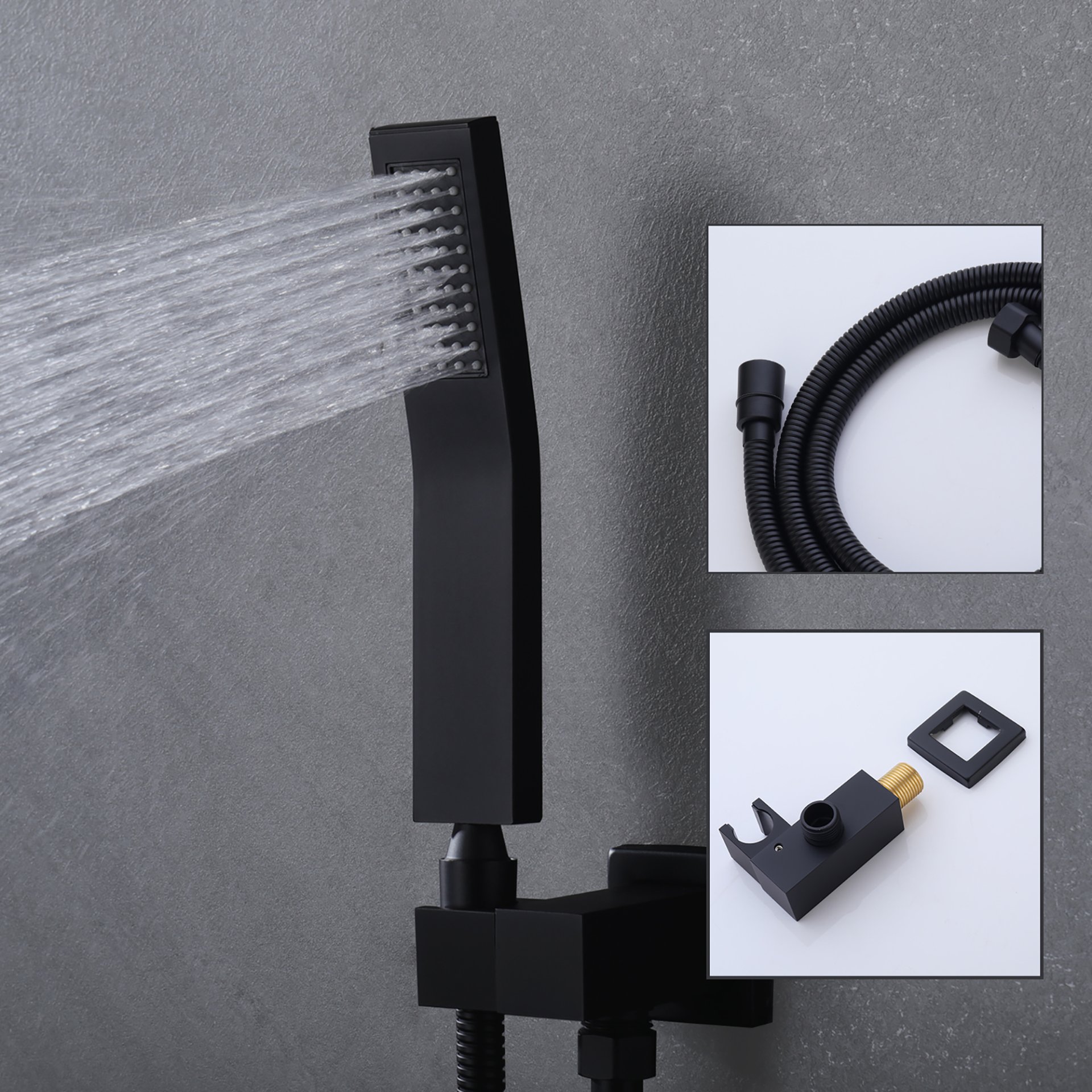 Wall Mount Shower System With High Pressure 10" Shower Head And Handheld, Stainless Steel - Matte Black - Image 5