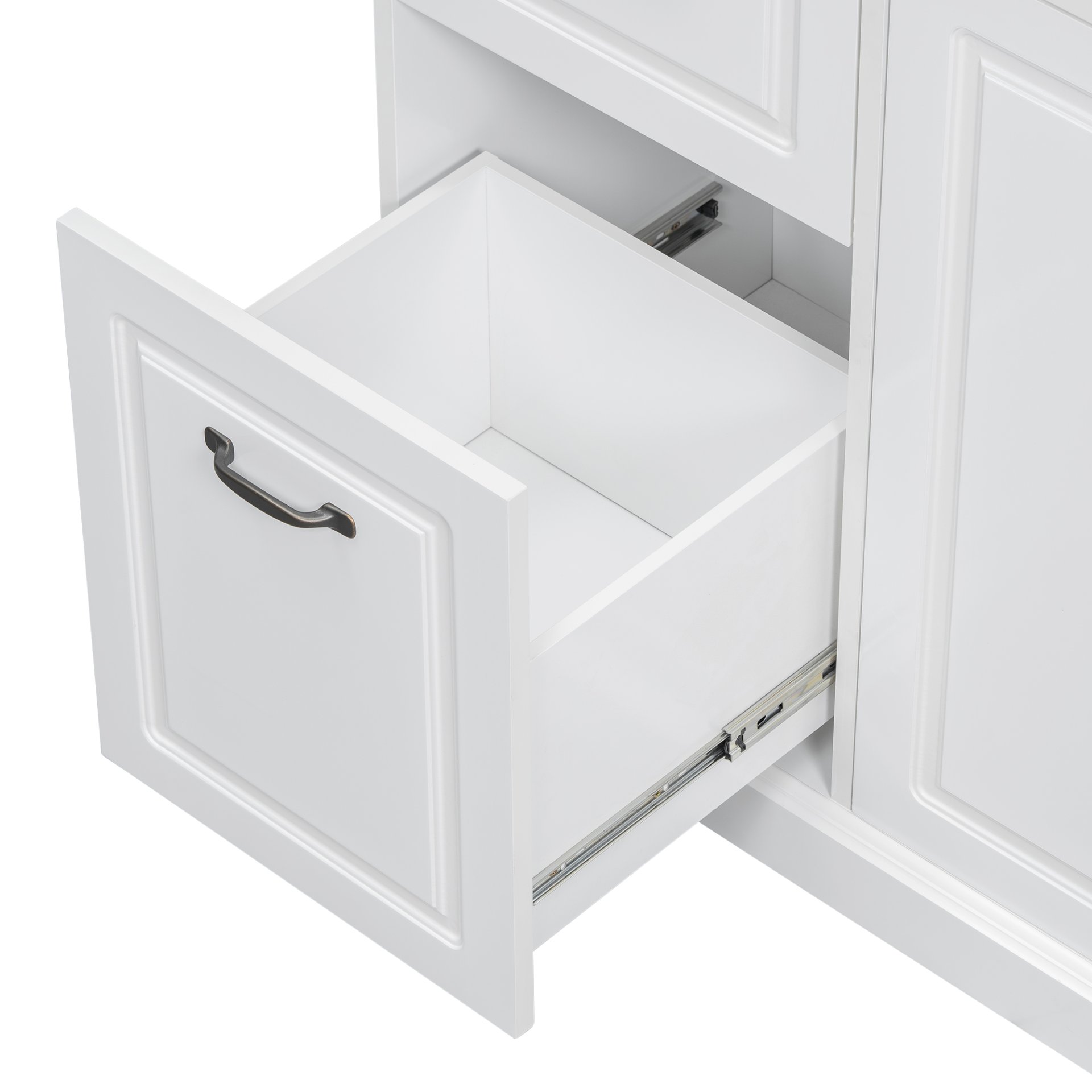 Bathroom Storage Cabinet With Tilt Out Hamper, Tall Free Standing Organizer With Drawers & Adjustable Shelves, Linen Tower With Steel Handles - White - Image 22