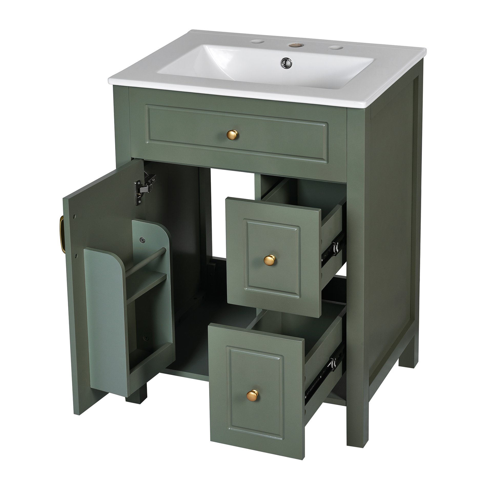 Bathroom Vanity With Sink, Soft Close Storage - Green - Image 16