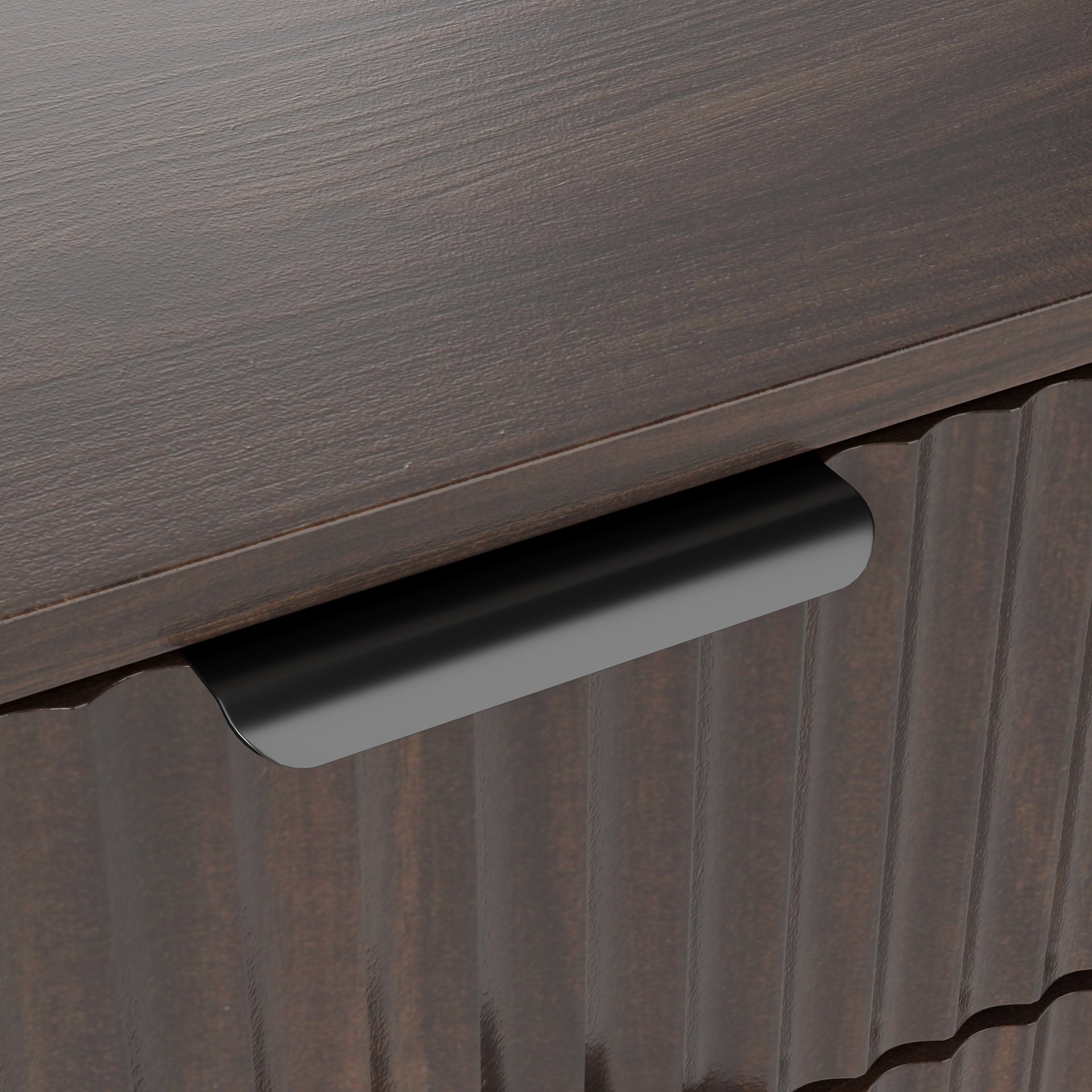 Tilt Out Trash Can Cabinet With Wave Textured Drawer & Pull Out Bin - Walnut - Image 19