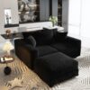 3 Seat Sofa, Deep Seat Couches With Soft Pillows And 1 Ottomans, Convertible Sofa Lounge Chair, For Living Room - Black - Image 16