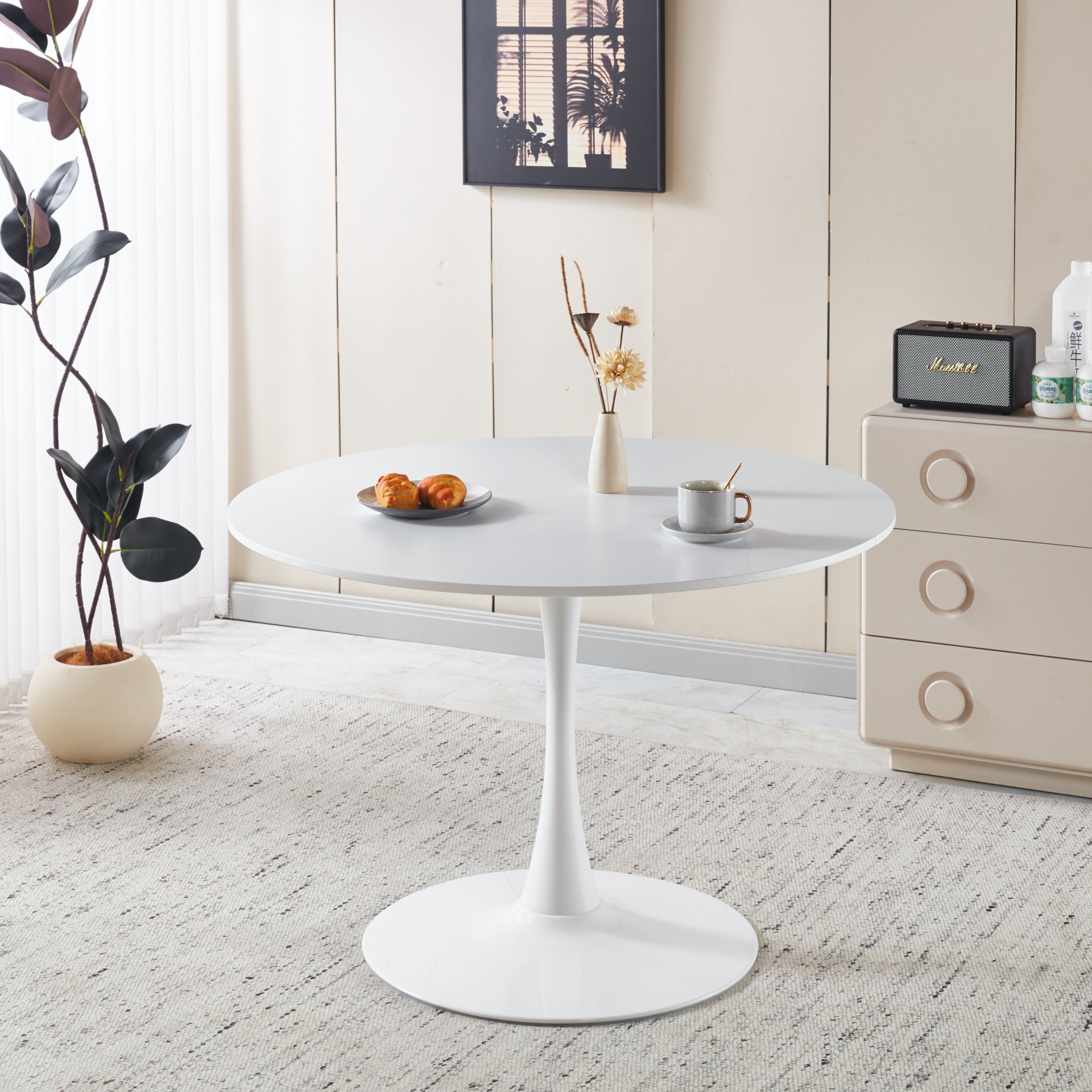 Tulip Dining Table For 4 - 6 People - White - Image 2