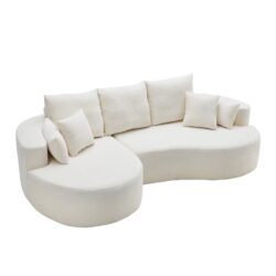 2 Piece Fabric Cloud Curved Sectional Sofa With Chaise For Living Room Bedroom Apartment - Snow White