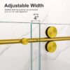 Frameless Single Sliding Shower Door With Bypass Design And 5 / 16" Clear Tempered Glass - Brushed Gold - Image 7
