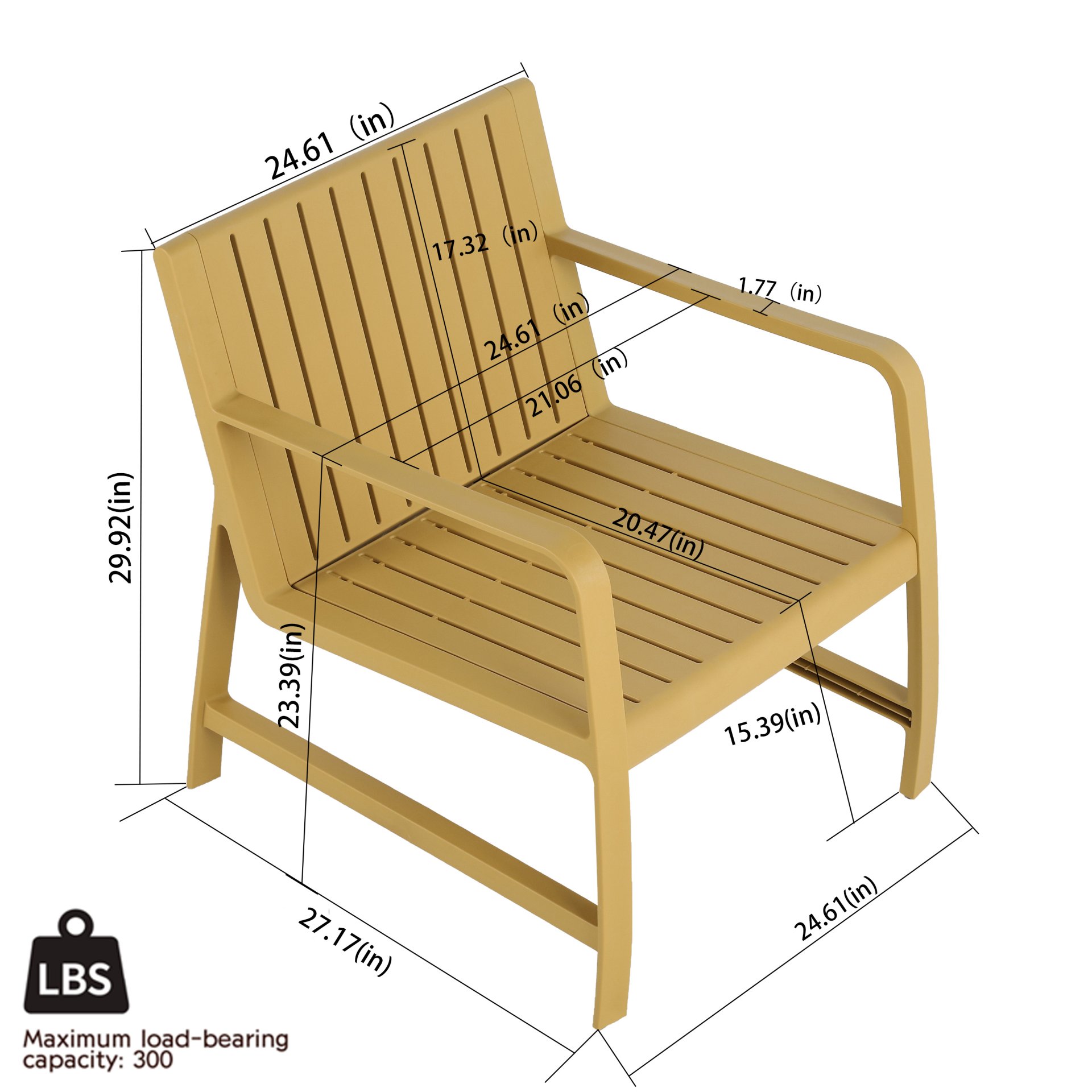 2 Piece Indoor / Outdoor Furniture Set (One Chair And 1 Coffee Table), UV Resistant, Waterproof And Durable - Brick Yellow - Image 3