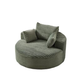 Single Swivel Chair, Fluffy Modern Sleeper, 360 Degree Swivel Chair For Living Room - Green